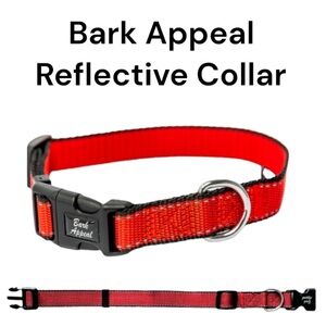 Bark Appeal Red Reflective Dog Collar Size Large (15” - 26”)